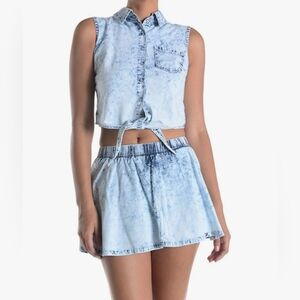 American Bazi Acid Wash Tie Top & Skirt Set *NWT*